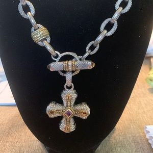 Judith Ripka citrine necklace with removable cross